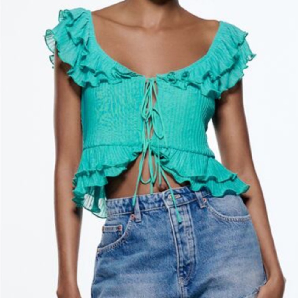 Ruffled Pleated Top